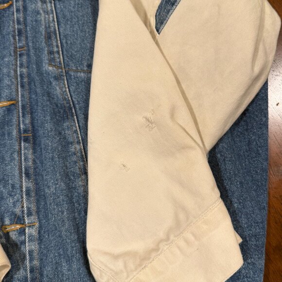 90s Vintage Outrigger Classic Denim Varsity Jacket – 100% Cotton, Leather Trim, - Picture 5 of 7